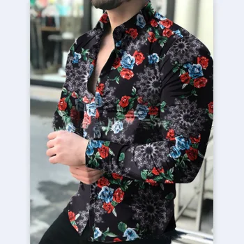 Men's shirt for men clothing social male Blouse Hawaiian long sleeve cardigan blouses and button up Luxury man wholesale 2022