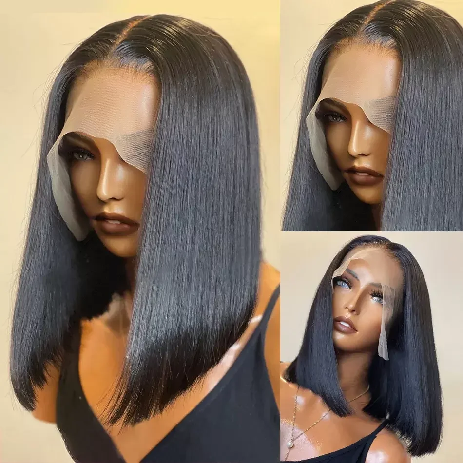 Wholesale Bob frontal Wigs,100% Virgin peruvian hair wigs,glueless transparent lace front wigs
