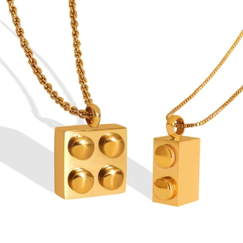New Design Two Square Women's Pendant Necklace Gold Plated Quadrangle Pendant Necklace - Buy Custom Quadrangle Pendant Necklace,