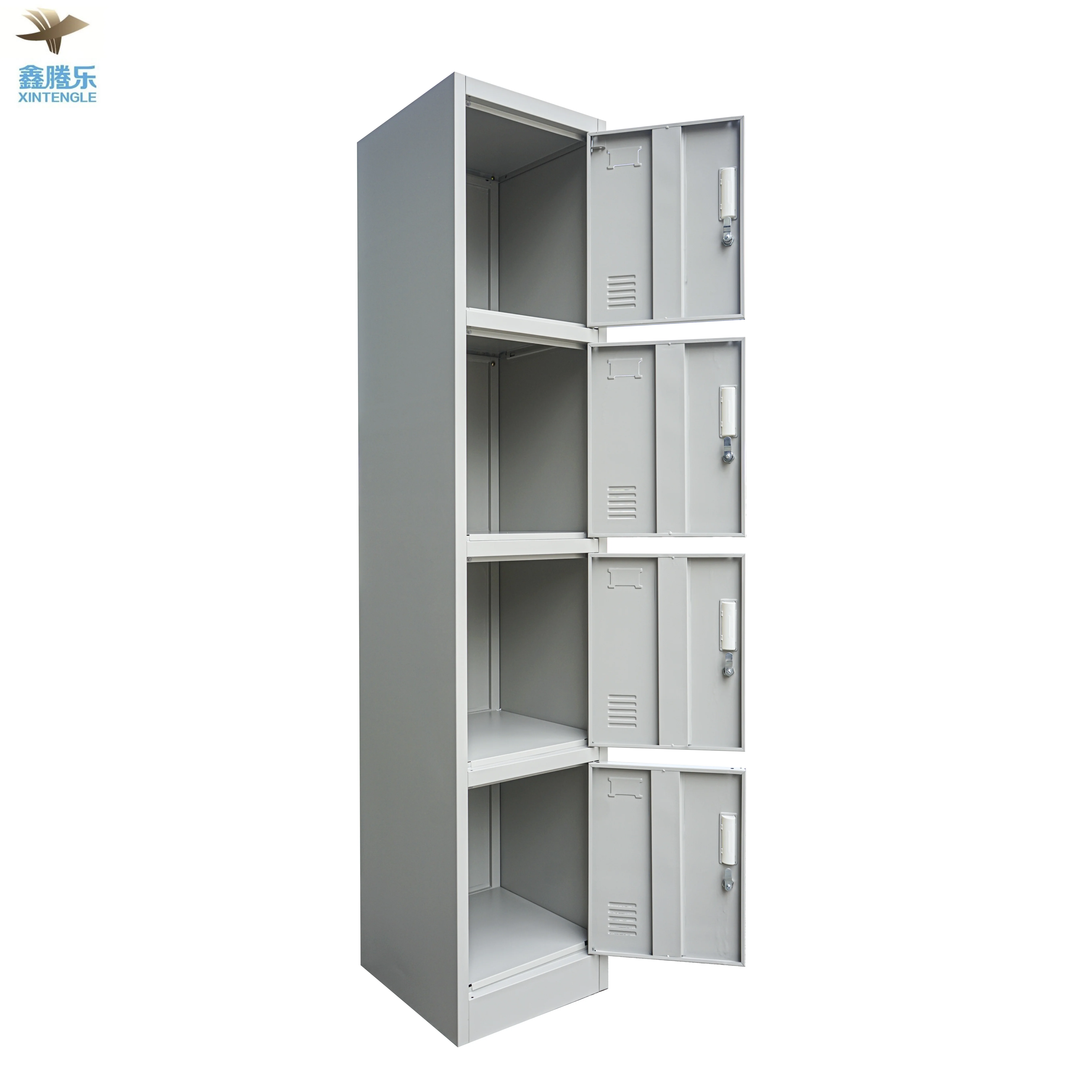 Wholesale High Quality Four-Door Steel Gym Locker Metal Home Bedroom Furniture with Safety Belt Lock Made in China