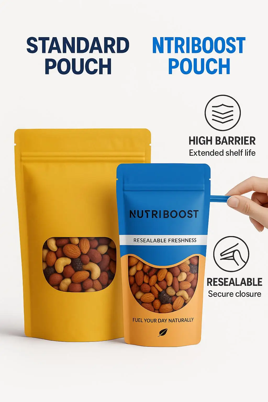 Custom Printed Matte Finish High-Barrier Mylar Stand up Pouch with Resealable Zipper for 500g Nuts, Snacks, and Coffee - detail 8