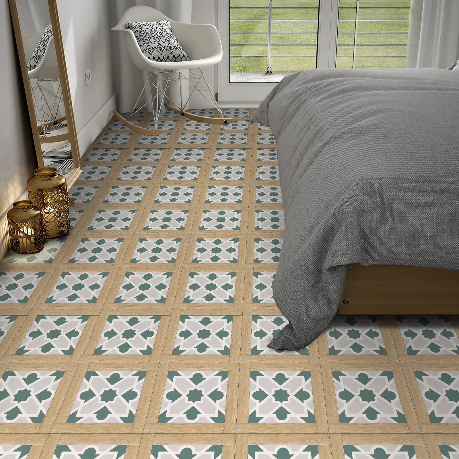 优质diy自粘剥粘地砖pvc防水木纹地板贴纸