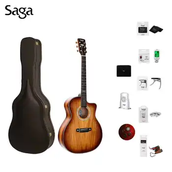 SAGA China factory manufacture popular handmade 6 stringed all satin/matte top solid back Solid Acacia wood 41" Electric guitar
