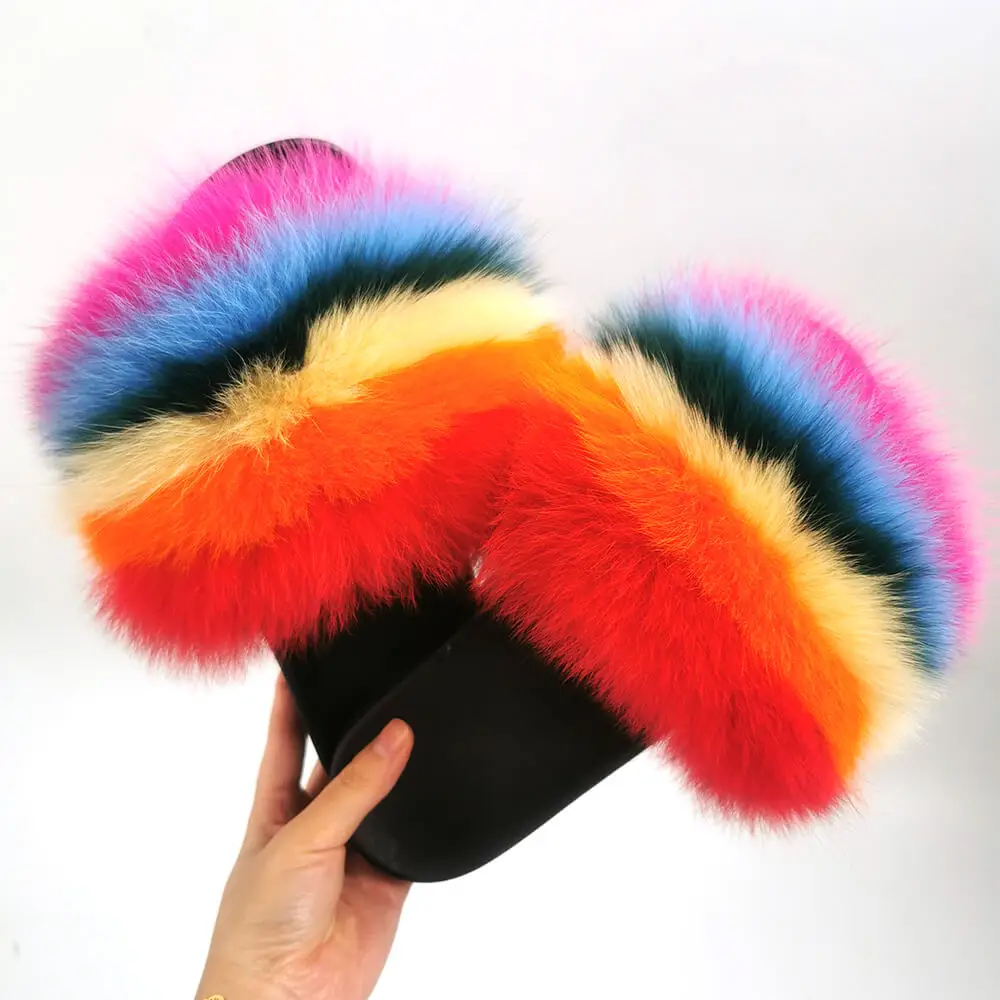 racoon fur slides wholesale