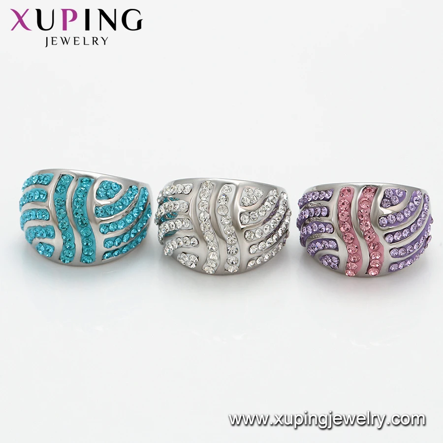 16329 XUPING Jewelry luxury woman accessories man daily wear Hyperbole stainless steel jewelry Multicolored stone finger rings