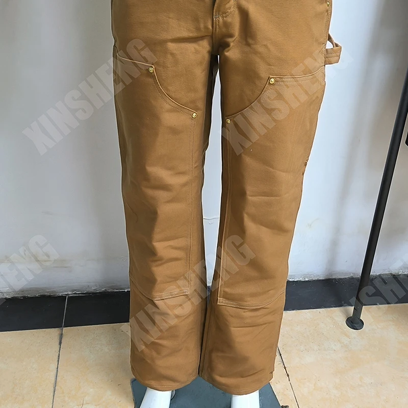 Manufacturer Custom High Quality Mens Straight Leg Denim Jeans Canvas Work Cargo Pants Double Knee Carpenter Pants Men factory