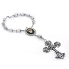 New Rosary Cross Cross 2021 New Jesus Jewelery Crystal Beads Rosary Catholic Cross Charm Bracelets
