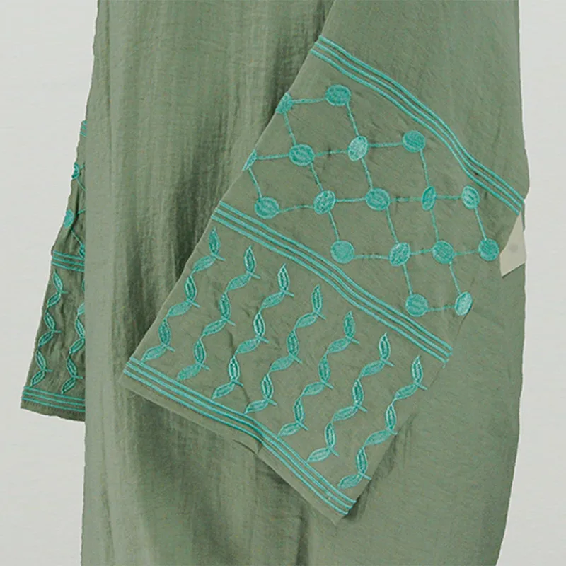 New Embroidery Abaya Manufacturer Wholesale New Arrival 2 Piece Set Islamic Clothing Muslim Abaya Dubai Top and Pants Set details