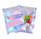 Iridescent Pouch Laminated Zip Lock Plastic Rainbow Stand Up Foil Bag