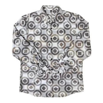 OEM ODM 2024 New High Quality Digital Printing Stamping Process Polyester Spandex Custom Fashion Casual Long Sleeve Mens Shirts