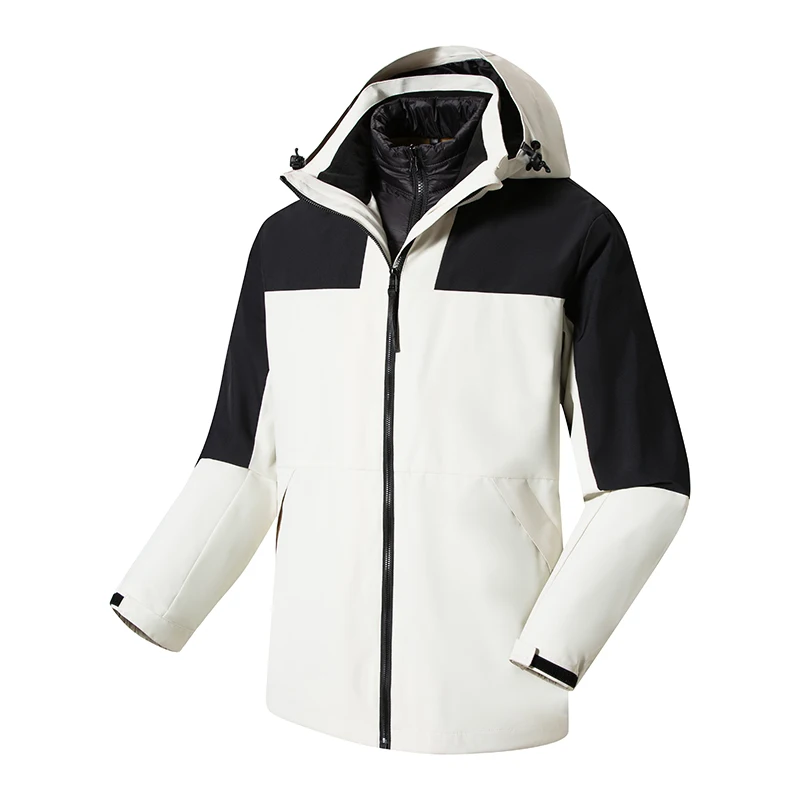 Professional travel three-in-one fashion waterproof windproof zipper jacket with men's and women's hardshell jacket