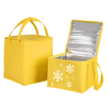 Custom Logo Reusable Non Woven Supermarket Grocery Aluminum Thermal Insulated Cooler Bag