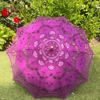 Handmade Detailed Full Cotton Victorian Lace Umbrella Parasol Gift Or