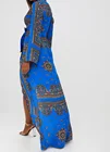 Women Chiffon Wrap Dress Open Front Belted Floral Print Long Sleeve Satin Kimono Maxi Dress