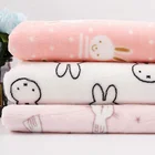 Flannel Fabric Cute Cartoon Rabbit Pattern Flannel Children's Print Fabric For Pajamas Or Blanket