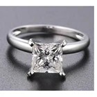 Diamond 14k Gold Ring Gold 2.0ct Princess Cut Moissanite Diamond Solitaire 14k Real Gold Ring