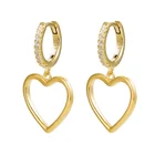 Earrings Earrings Drop Korean Style Fashion Sterling Silver 18k Gold Plated Dangling Heart Drop Earrings For Women Luxury