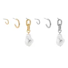 Alloy Earrings Alloy High Quality Girl Alloy Hoop Earrings Charms Pendant Baroque Pearl Dangling Earrings Set