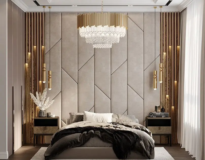 Modern Bedroom Interior Design Wall Texture Background Stock Photo by  Teeraphan 300201482