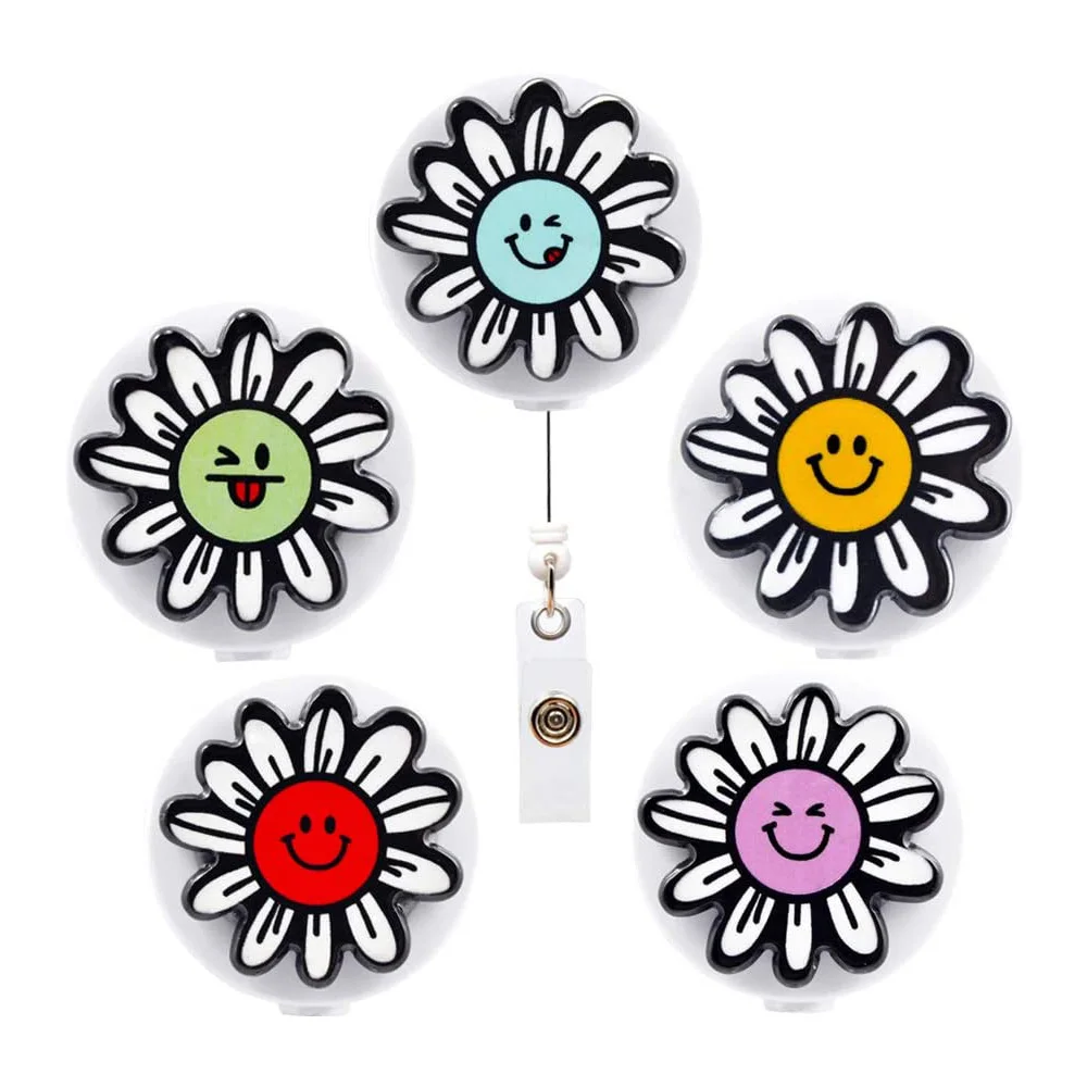 Sunflower Retractable Badge Holder with Alligator Clip 24 inch Retractable Cord ID Badge Reel