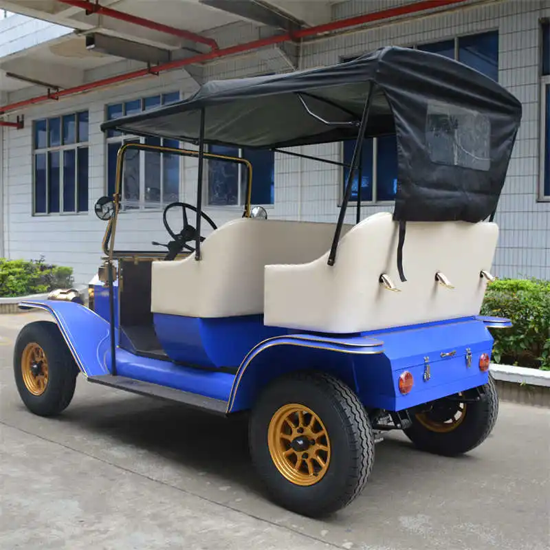 Vintage Classic Electric Golf Cart New Design 4-Wheel Vehicle for Tourists