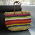 Bags Bag Colorful Bag Colorful Stripe Weave Straw Tote Bags Ladies High Capacity Beach Straw Bag