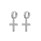 Hoop Cross Earrings Crosscross 925 Hoop Earring 925 Sterling Silver Drop Stylish High Polished Hoop Cross Earrings