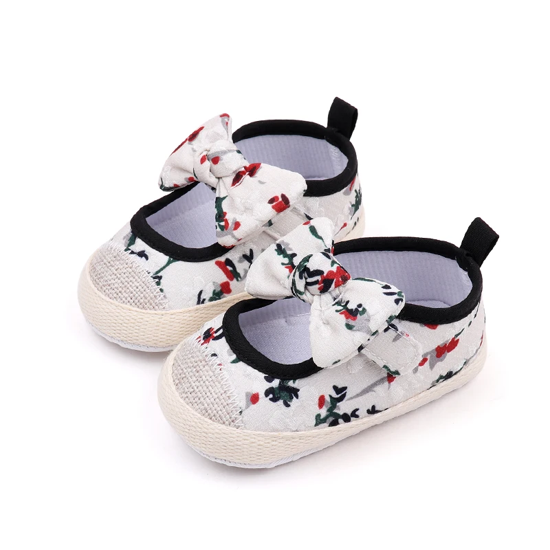 Spring and Autumn Baby Small Floral Soft Sole Non-slip square Shoes for Baby Girls Bow Walking Shoes manufacture