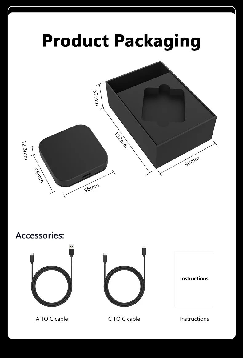 WOOBOOBOX Z1F Original car screen wired CarPlay/Android Auto to wireless CarPlay/Android Auto CarPlay Ai Box