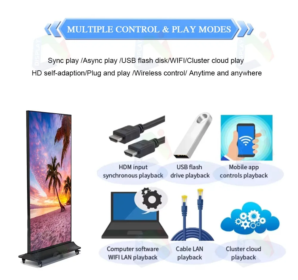 Factory High Quality Ultra-Thin Indoor LED Poster Display Screen Popular Advertising Video Wall and Display Machine for Private supplier