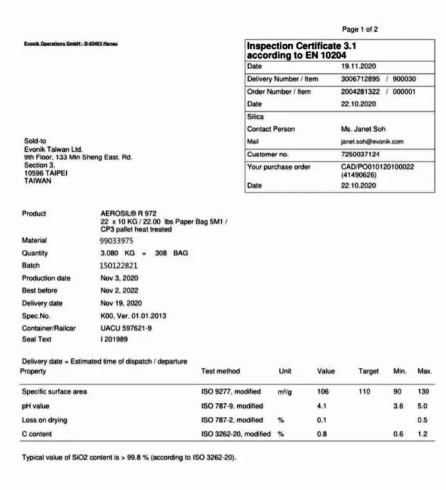 Silica Dimethyl Silylate Cas 68611-44-9 Cosmetic Raw