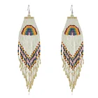 Bead Long Earring Rainbow Rice Bead Long Tassel Earring