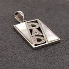 Pendant With 925 Silver Silver Pendant 925 Silver White Stone Geometric Design Pendant With Alphabet Letter DNA