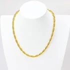 14k Gold Necklace Wholesale 14K Gold Plated Twisted Chain Rope Necklace With Leaf Charm Necklace Jewelry