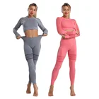 Suit Yoga 2 Piece Set Hollow Mesh Sportswear Top Running Fitness Suit Women's Tights
