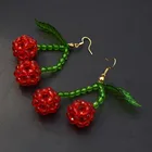 Earrings Earrings Cute Cherry Cristal Beaded Dangle Earrings For Girls
