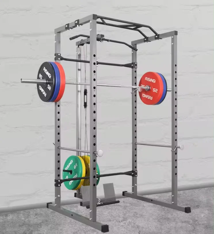 Home Gym Multi Function Power Cage With Lat Pull Down Plate Loaded