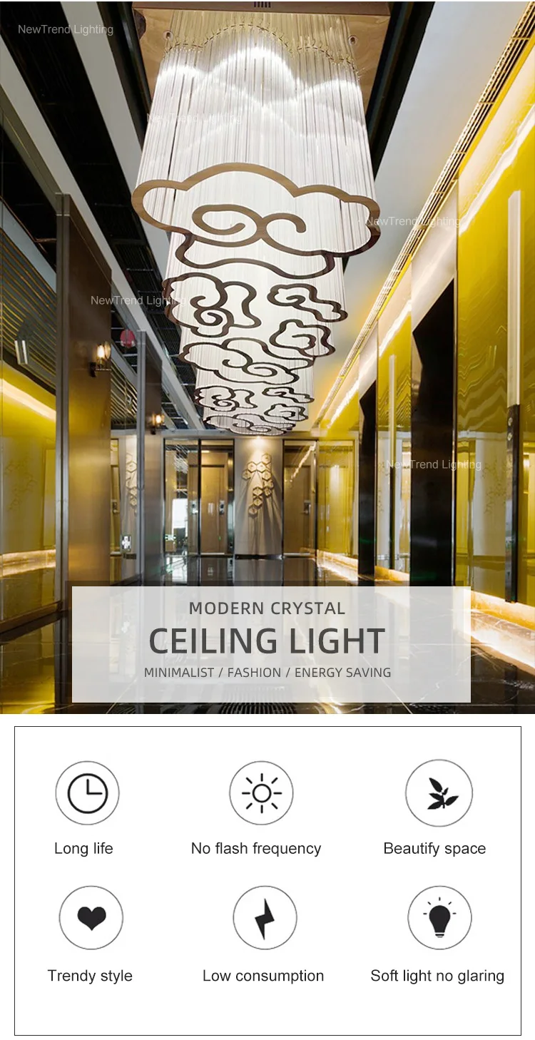 CPL-260 Luxury Style Custom Indoor Decoration Ceiling Lighting Wedding Hall Lobby Luxury Crystal LED Chandelier factory