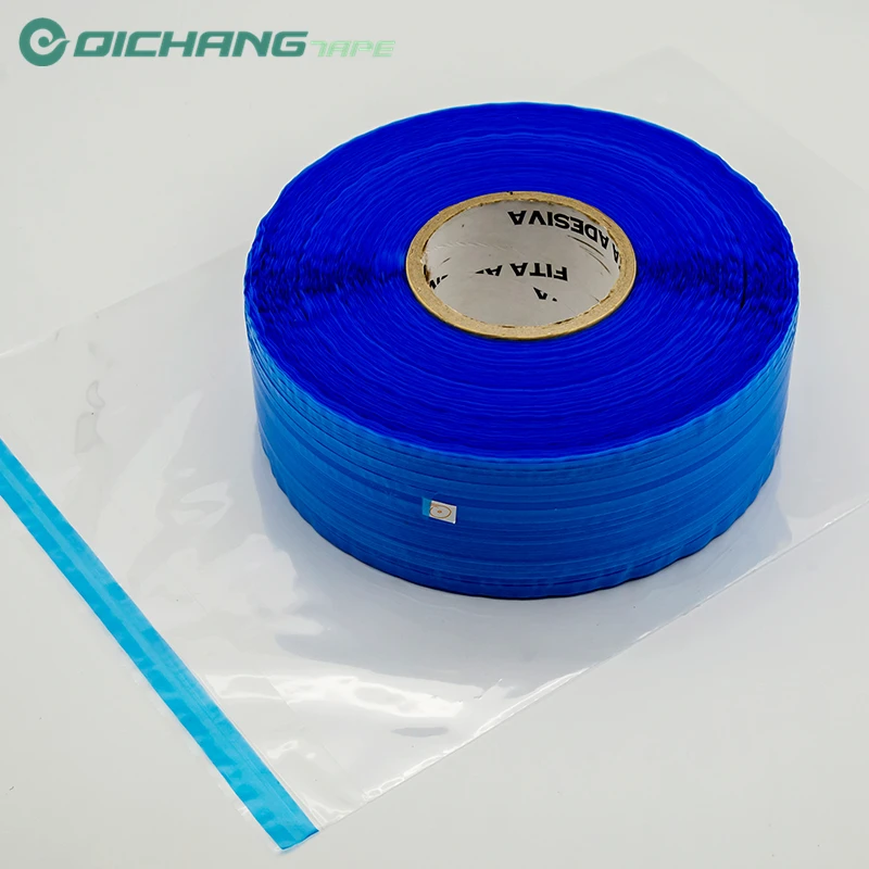Blue Color Film Resealable Bag Sealing Tape for Ldpe Bopp Cpp Bag details