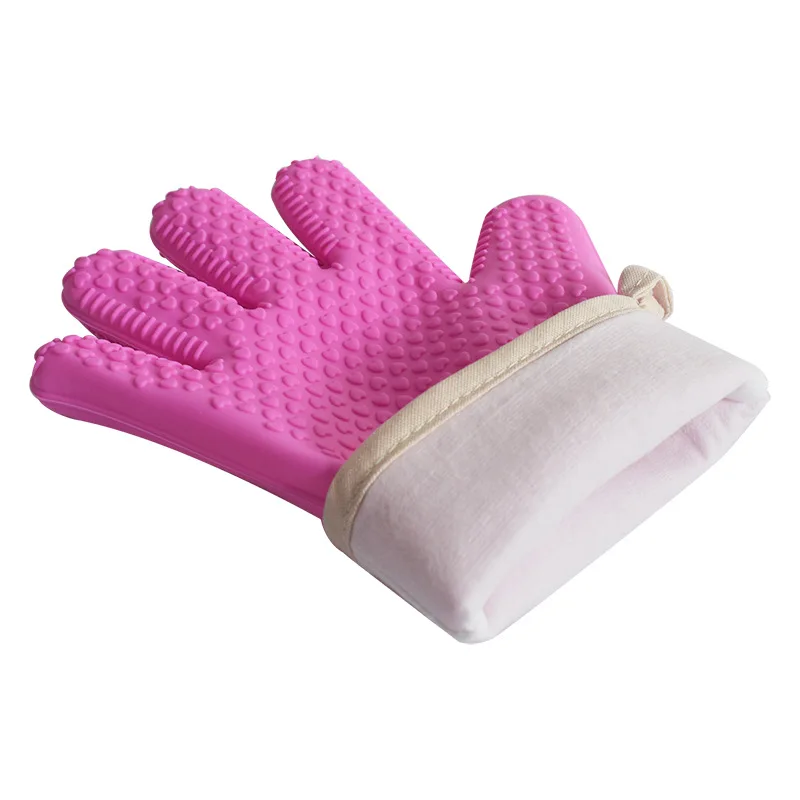 OEM ODM Kids Gloves Five Fingers Cotton Double Layer Oven Customized Kitchen Microwave Baking Thick Anti-scald Silicone Gloves