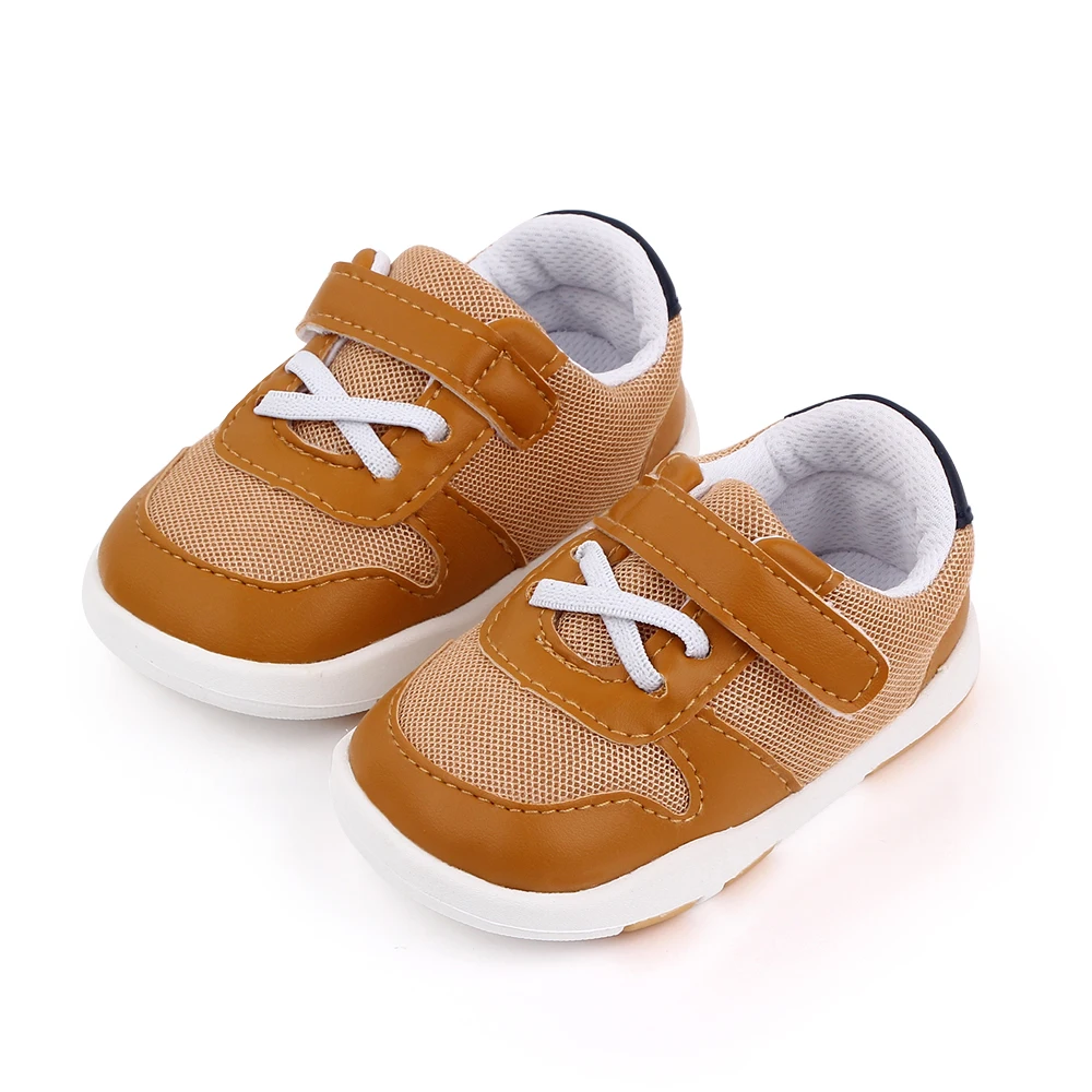 Spring and Autumn New PU Leather Match Color Mesh Breathable Children's Casual Toddler Shoes supplier