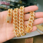 Diamond Jewelry Hip-hop Accessories Full Diamond 13mm Cuban Chain Jewelry Cuban Hip-hop Chunky Necklace