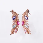 Silver 925 Zirconia Silver Silver 925 Rose Gold Jewelry Maple Shape Zirconia Crystal Earrings