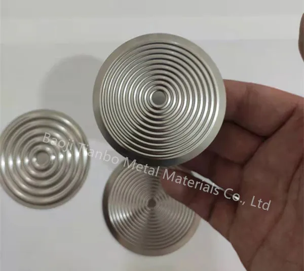 tantalum hot sale corrugated metal diaphragm titanium SS 316L HC-276 HB for diaphragm pressure baoji tianbo metal company