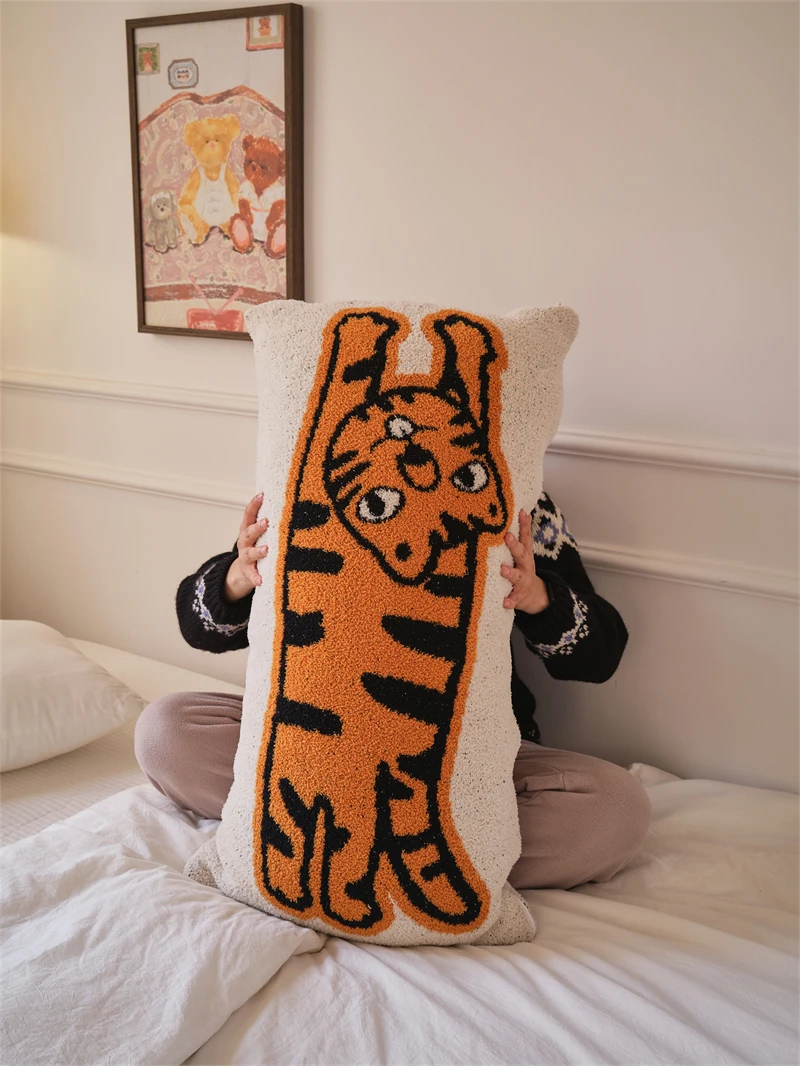 product wh decorative pillow tiger pattern soft comfortable cute fun 100 polyester fiber-61