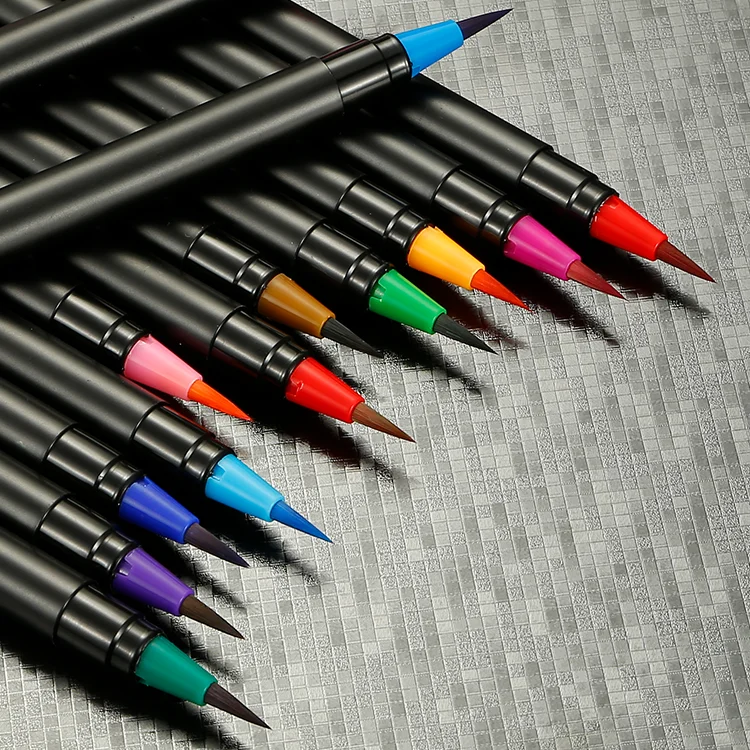 10 Colour Brush Watercolour Pens Set Colouring Tips Fine Art Markers Drawing Q8 