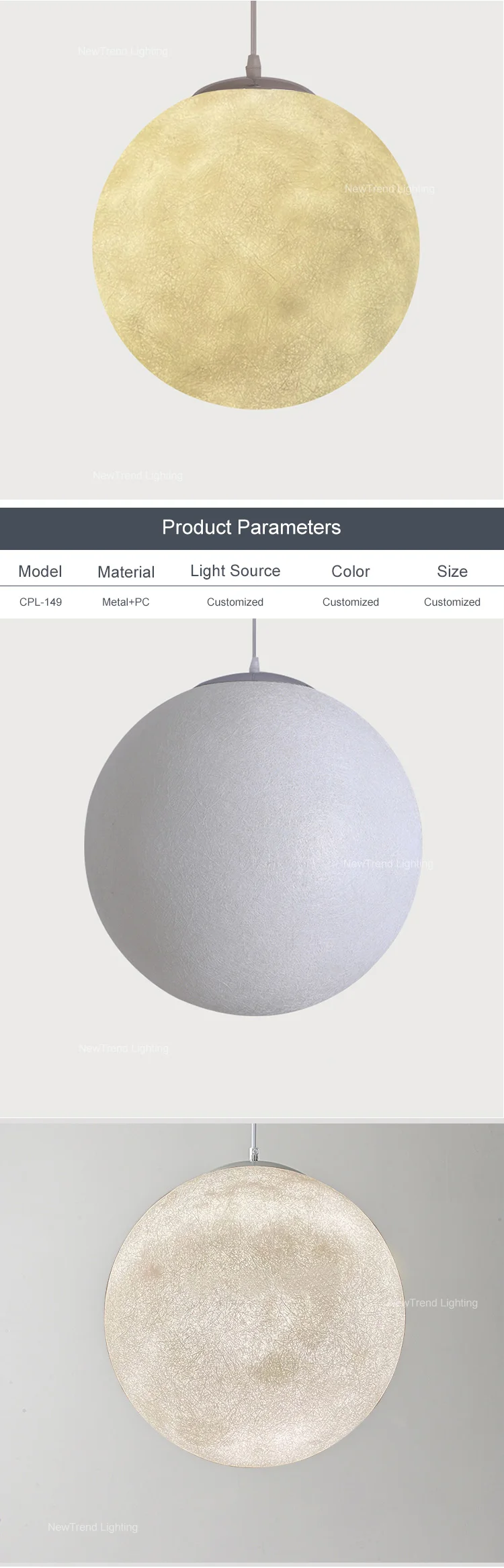CPL-149 New Design Indoor Decoration Hotel Lobby Banquet Hall Custom Resin Moon Chandelier factory