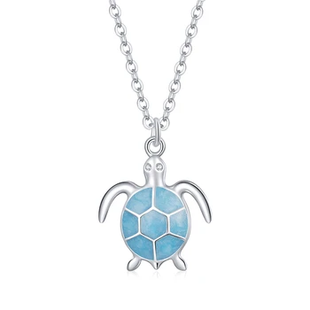 SCN446 New fashion silver jewelry 925 sterling silver blue turtle necklace