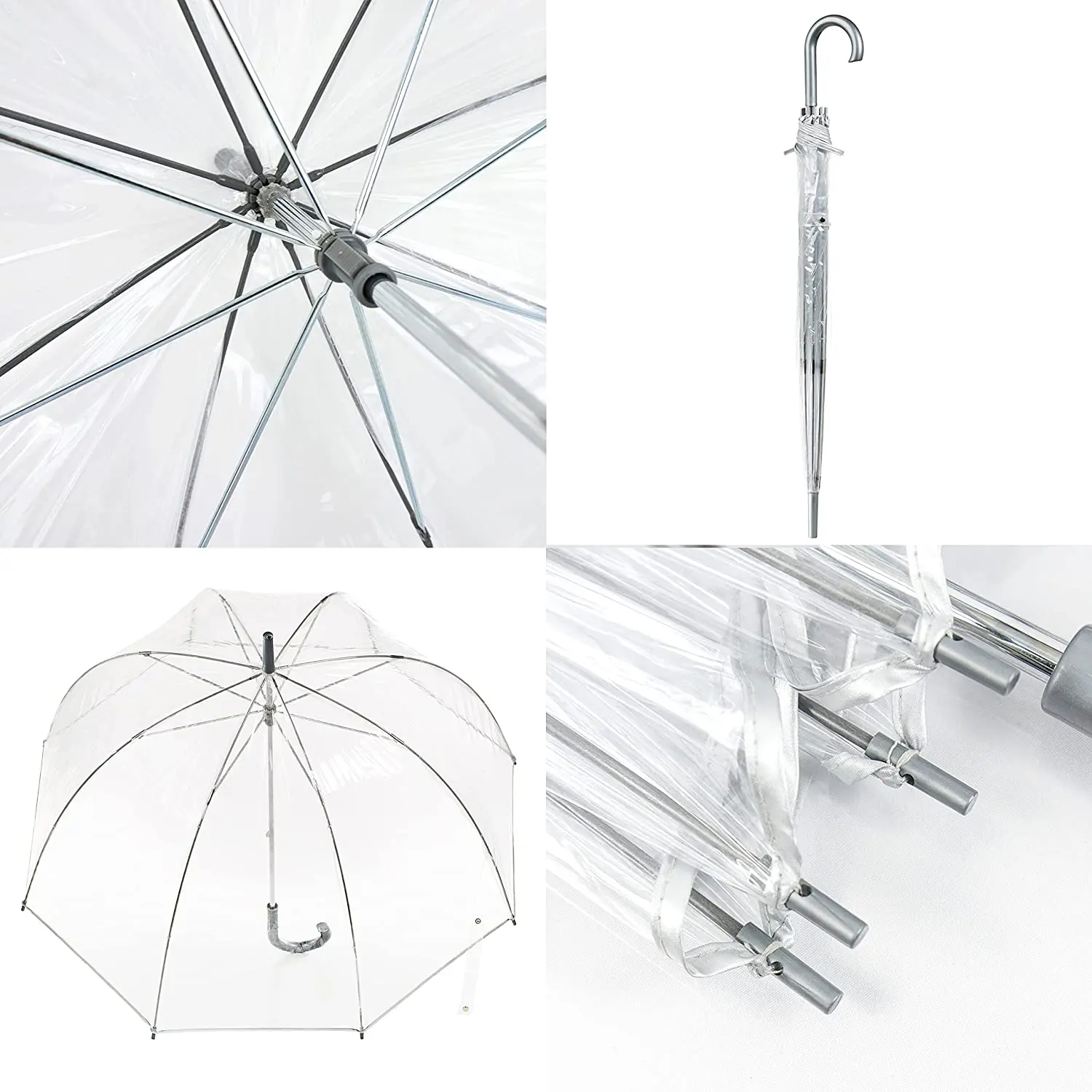guarda chuva China Factory Wholesale Small Moq Custom Windproof Logo Clear Bubble Women's Rain wedding Transparent Umbrella