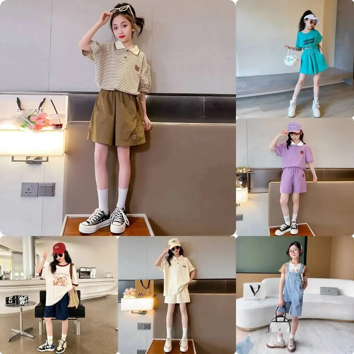 2024 Spring Autumn Teen Outfits Long Sleeve Print Pullover Tops Loose Trousers Two Piece Casual Children Clothes For Girls